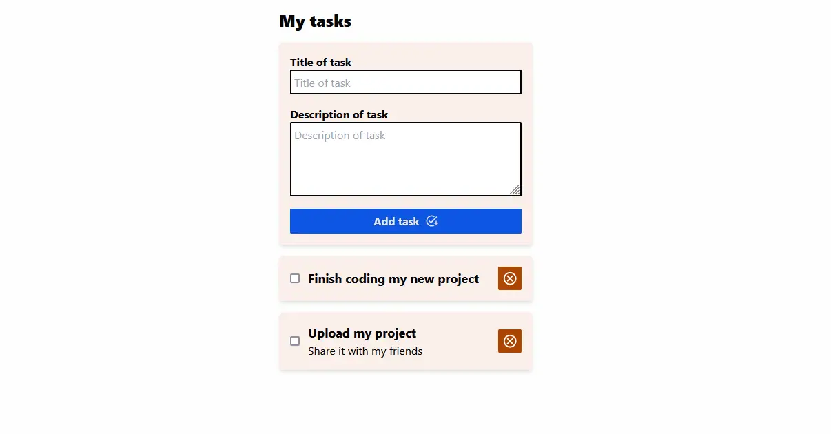 To do application for creating todos with a white background and salmon interface